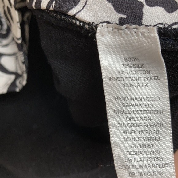 White House Black Market silk cotton blend tie front top with built in silk pnel - Picture 6 of 7